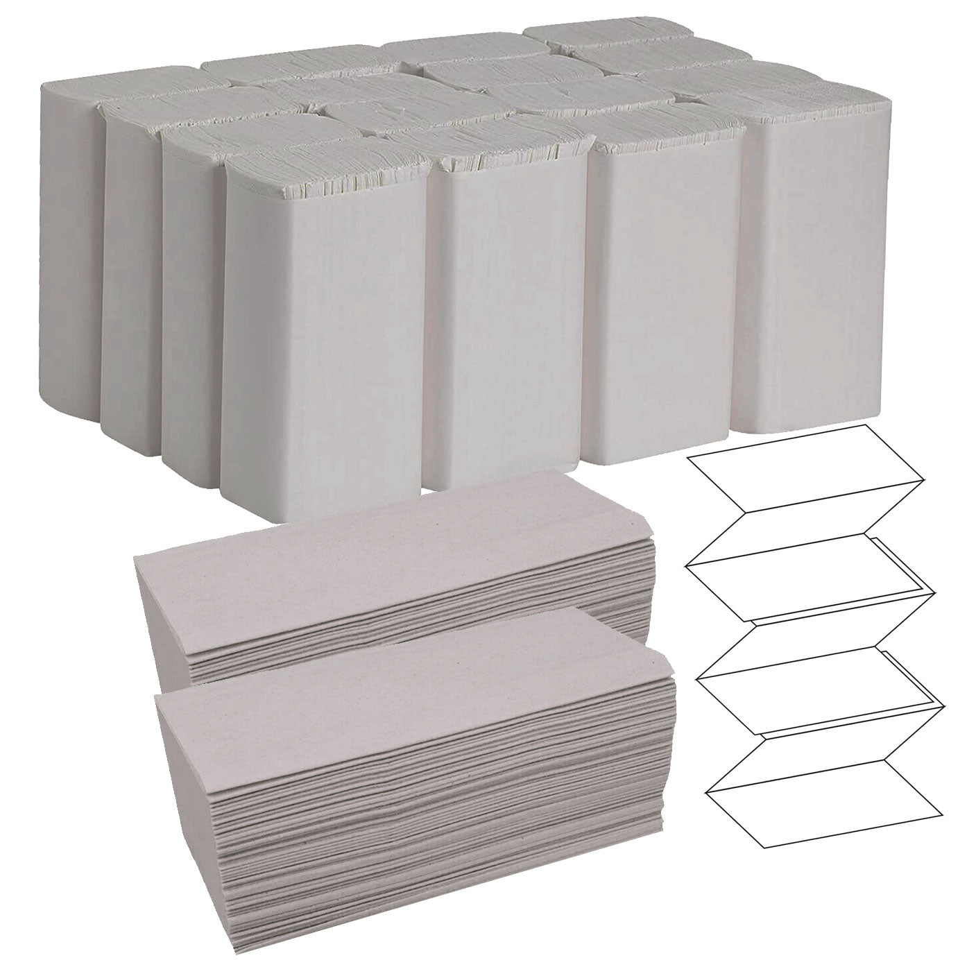 Z Katlı Kagıt Havlu Tek Kat,20x21 cm, 200 Yaprak/Paket, 12 Paket/Koli